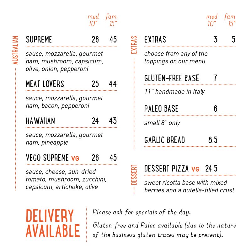Massimo's Place Menu