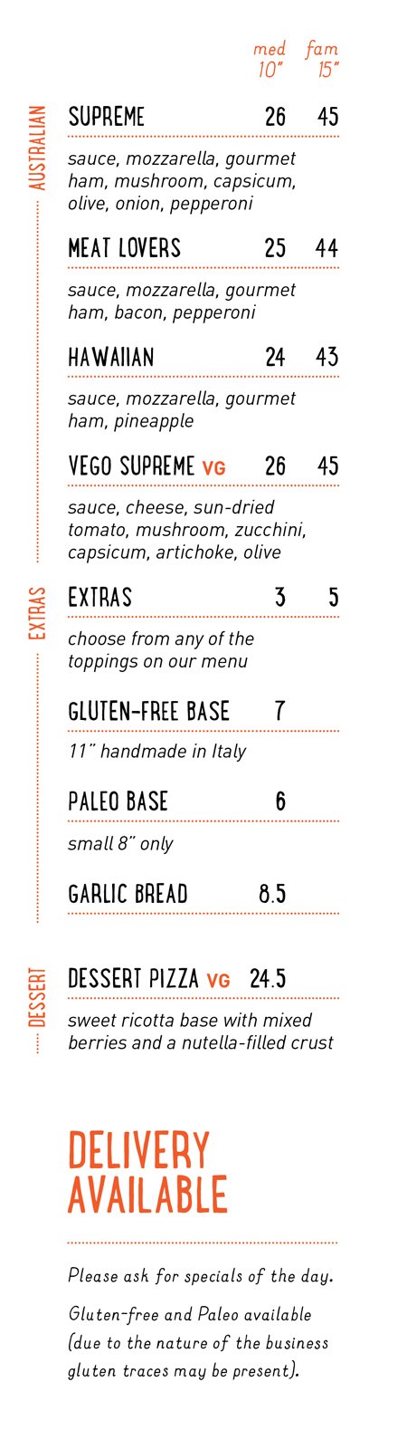 Massimo's Place Menu